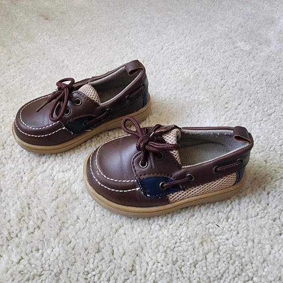 Koala kids size 5 boat/dress shoes navy/tan - Picture 1 of 4